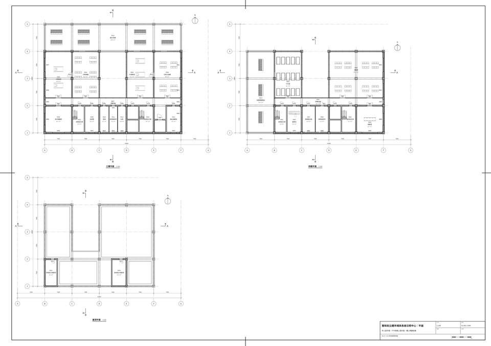 Plans: floors 3 and 4, roof / 平面:三、四樓與屋頂